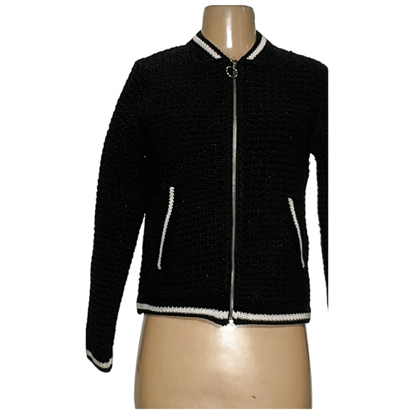 Maje Black Full Zip Sweater Size 2 - Picture 2 of 4
